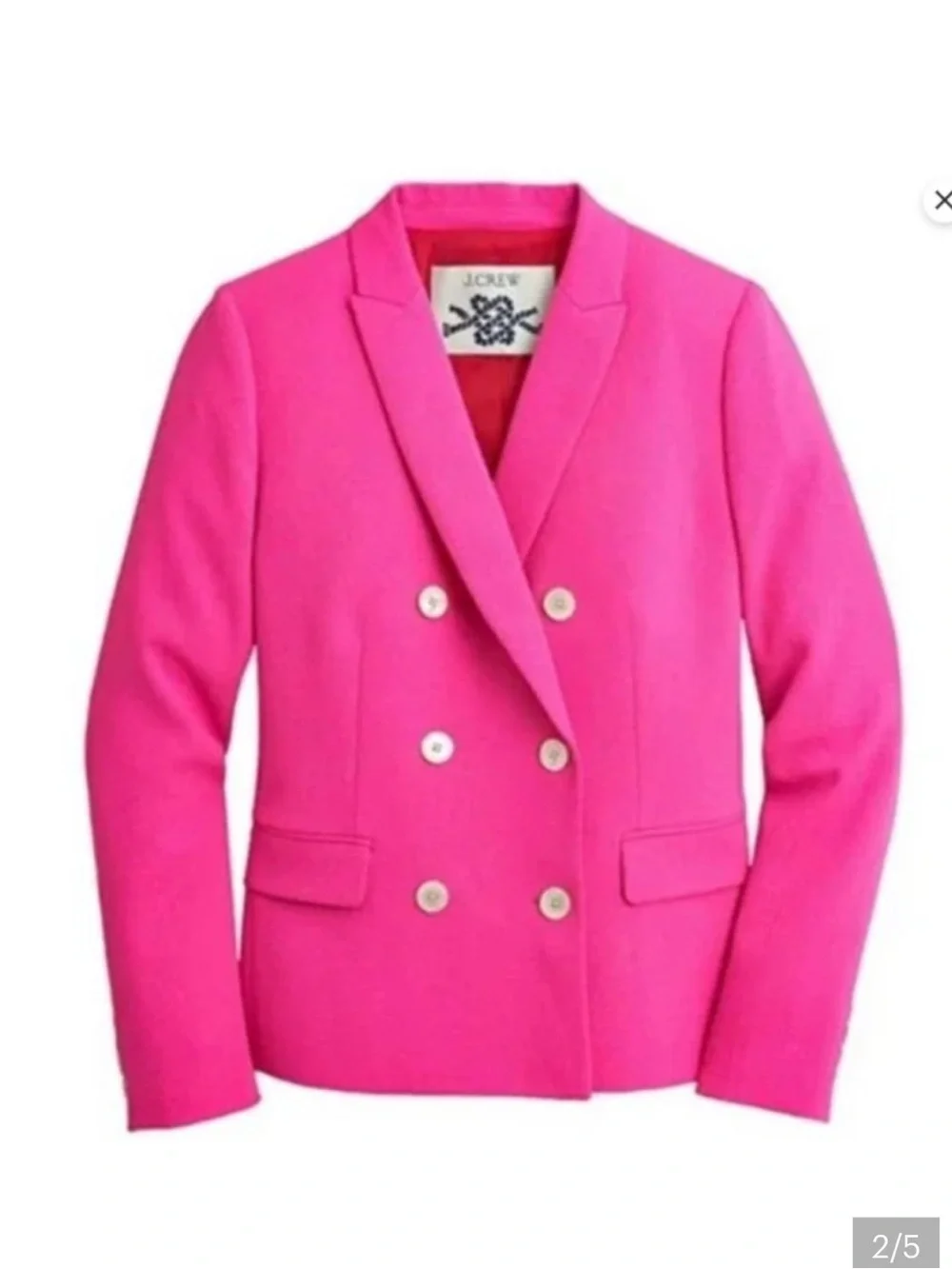 J. Crew Bright Pink Double Breasted Blazer Size 8 NWT